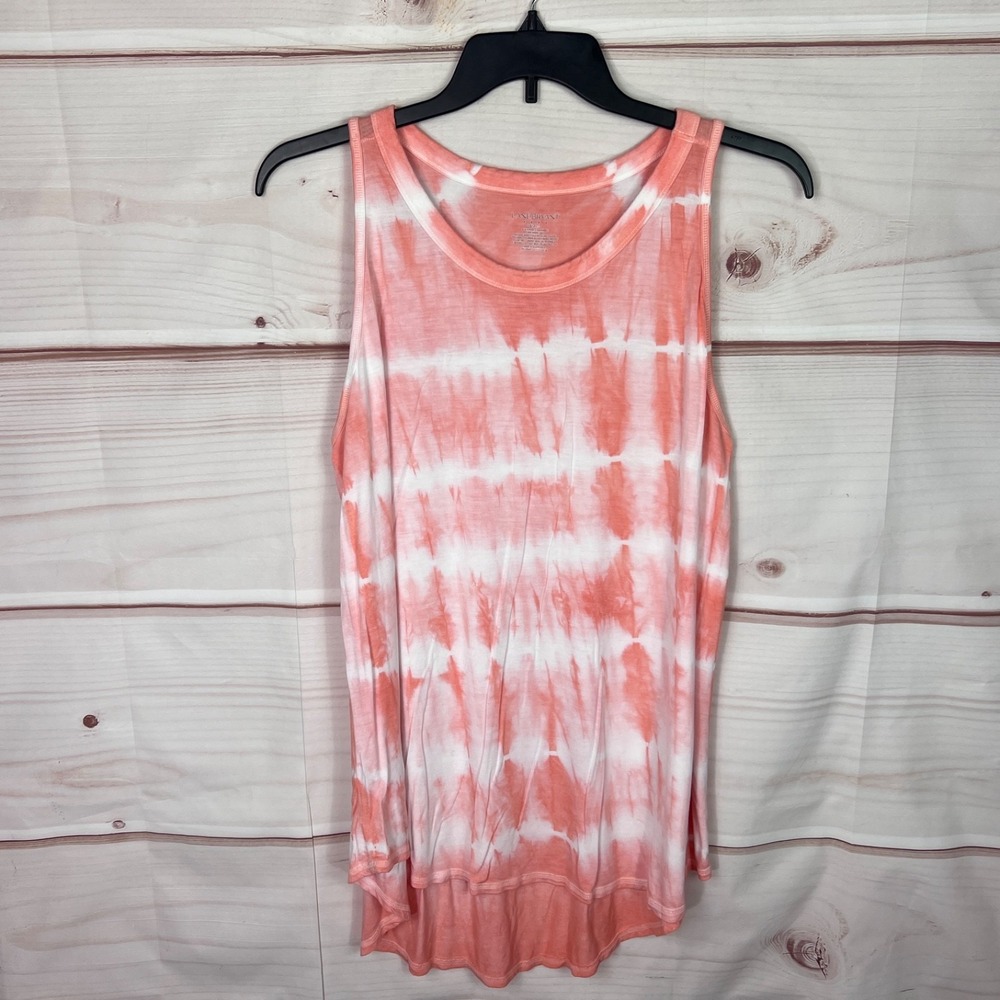 Lane Bryant Top Womens 18 20 Orange Tie Dye Tank Sleeveless Tunic Round Neck